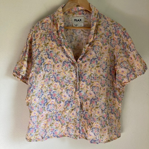 Flax women’s linen floral top - Picture 1 of 6